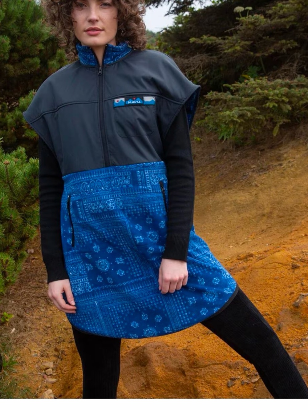 Kavu Blue Bandana Print Anorak Tunic with Black Yoke